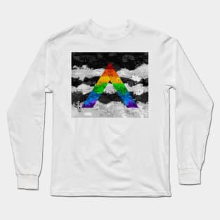 Abstract Paint Splatter LGBT Ally Pride Flag Pattern Long Sleeve T-Shirt